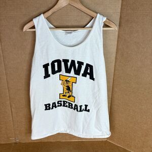 Vintage Iowa Hawkeyes Baseball Tank Top Shirt, Medium, White, Graphic Logo